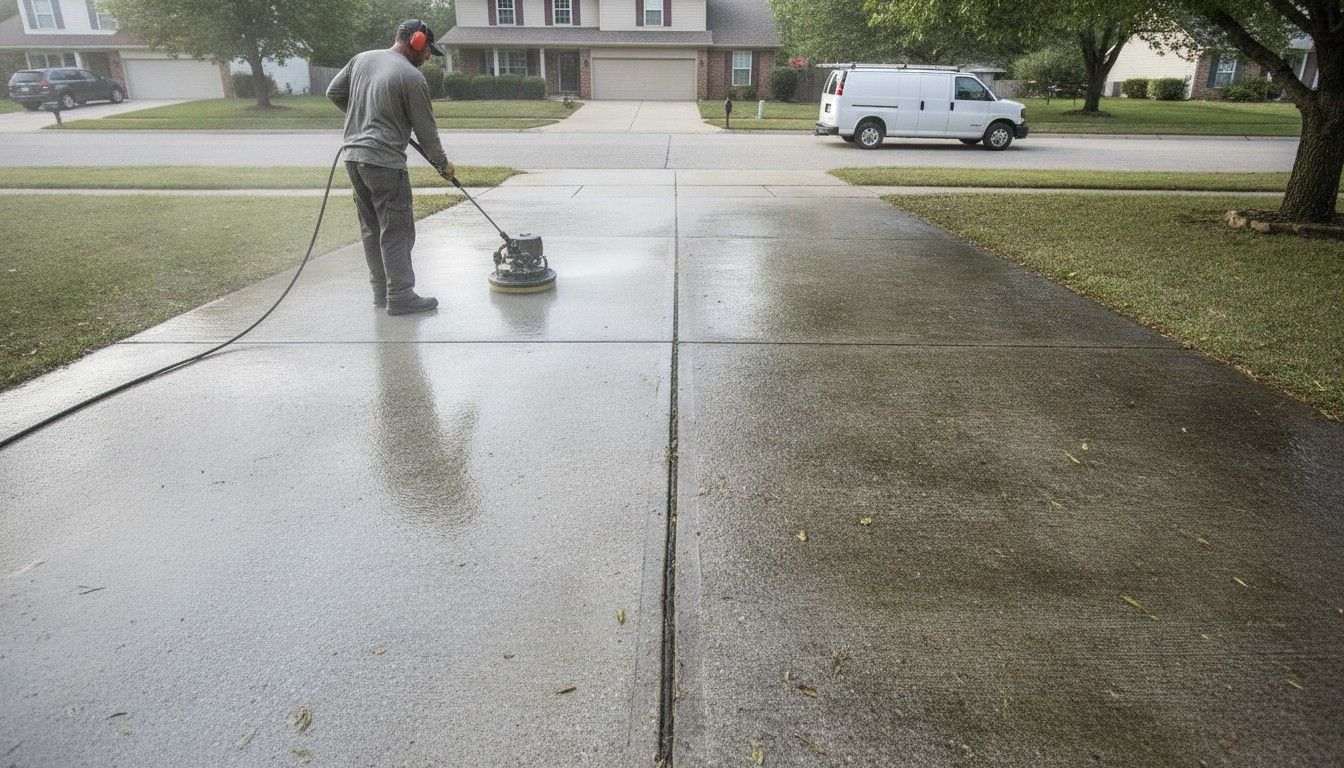 Spokane driveway pressure washed clean